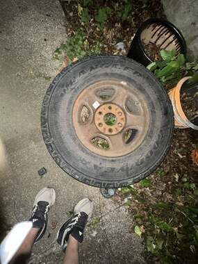 Goodyear Wrangler P265/70R16 Tire mounted on 6-Lug Steel Wheel